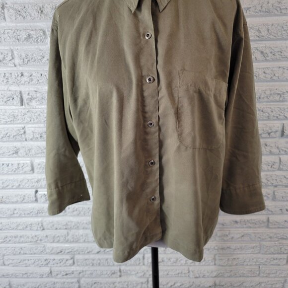 Chicos Design Womens Top 3 Standard XL Soft Green Velour Lightweight GRE5E - Picture 4 of 8